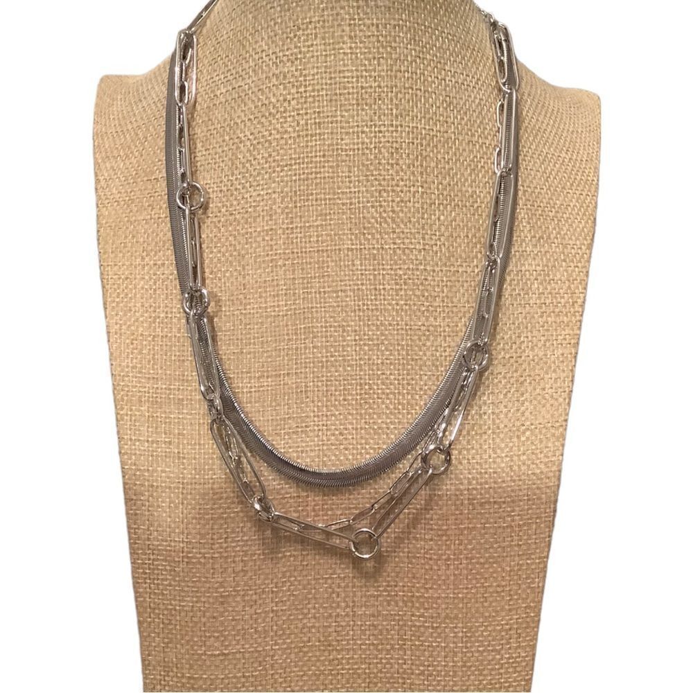Silver tone three layer necklace. NWOT